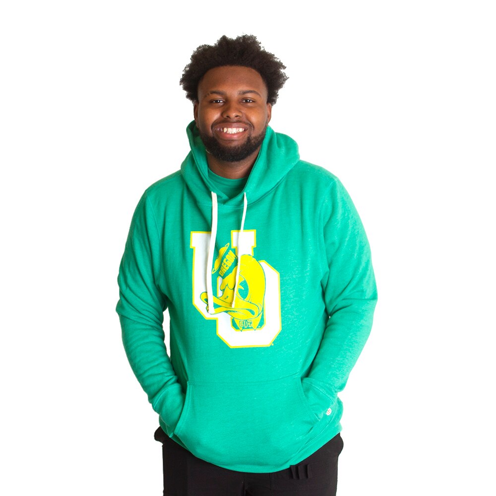 Interlocking UO, Green, Hoodie, Men, Unisex, Homefield, Duck Head, Outline Print, Pullover, Sweatshirt, 751002